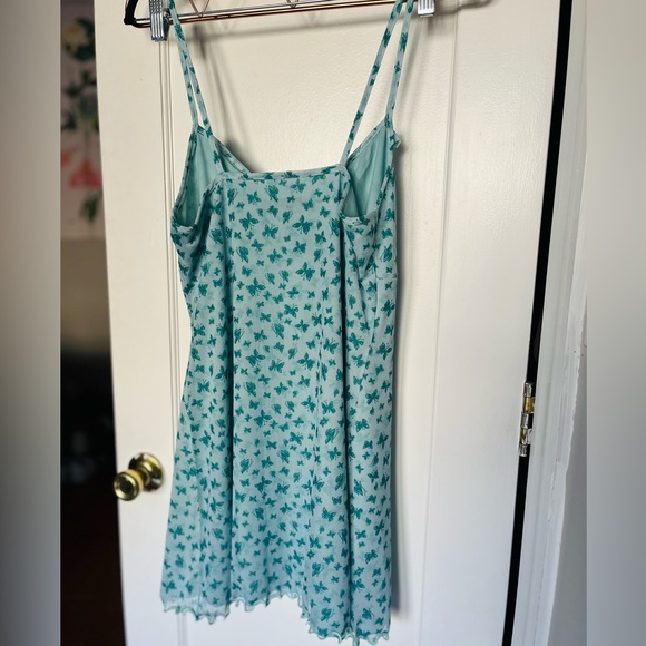 NWT Urban Outfitters Floral Mesh Ruffle Mini Dress - Picture 4 of 7
